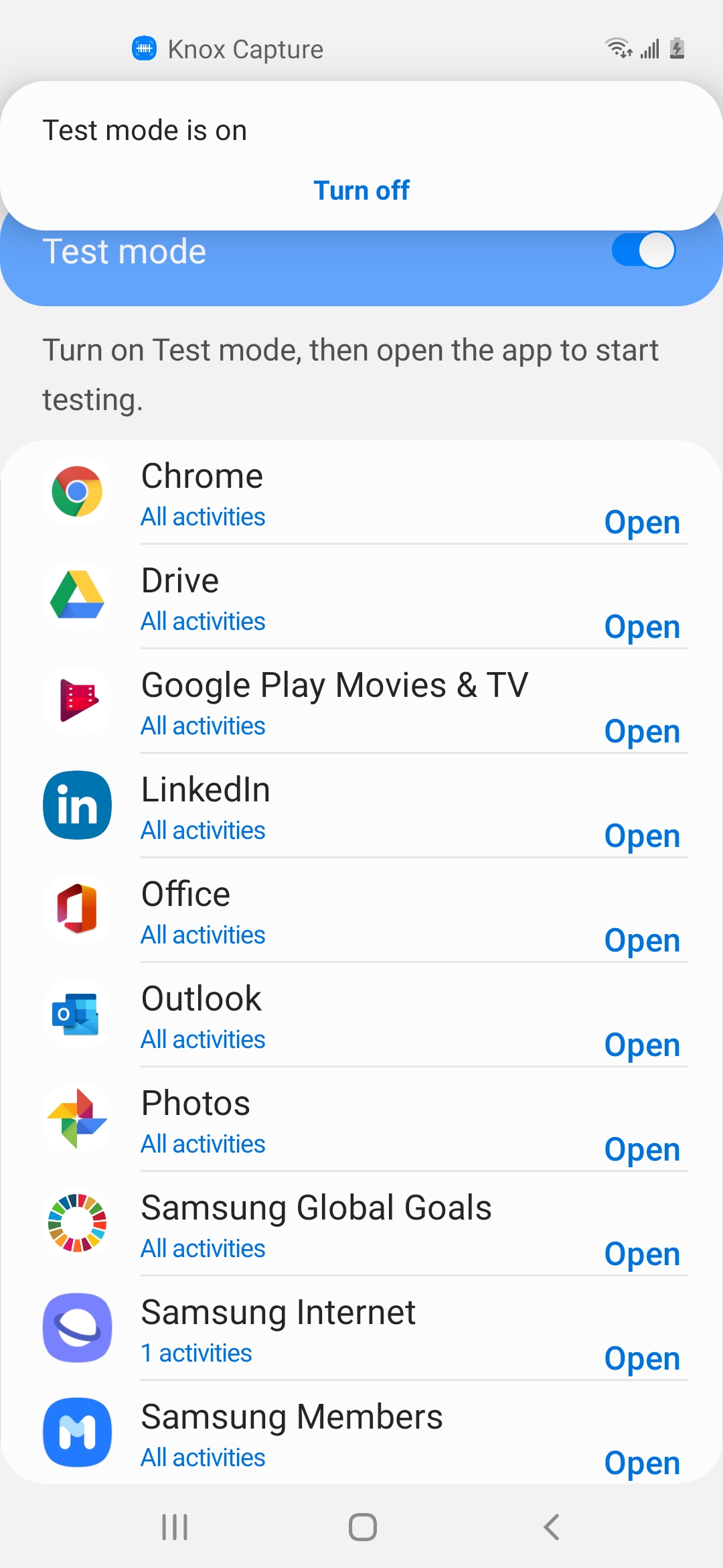 test mode on notification message